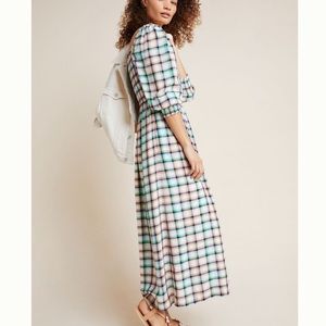 Anthropologie smocked plaid dress